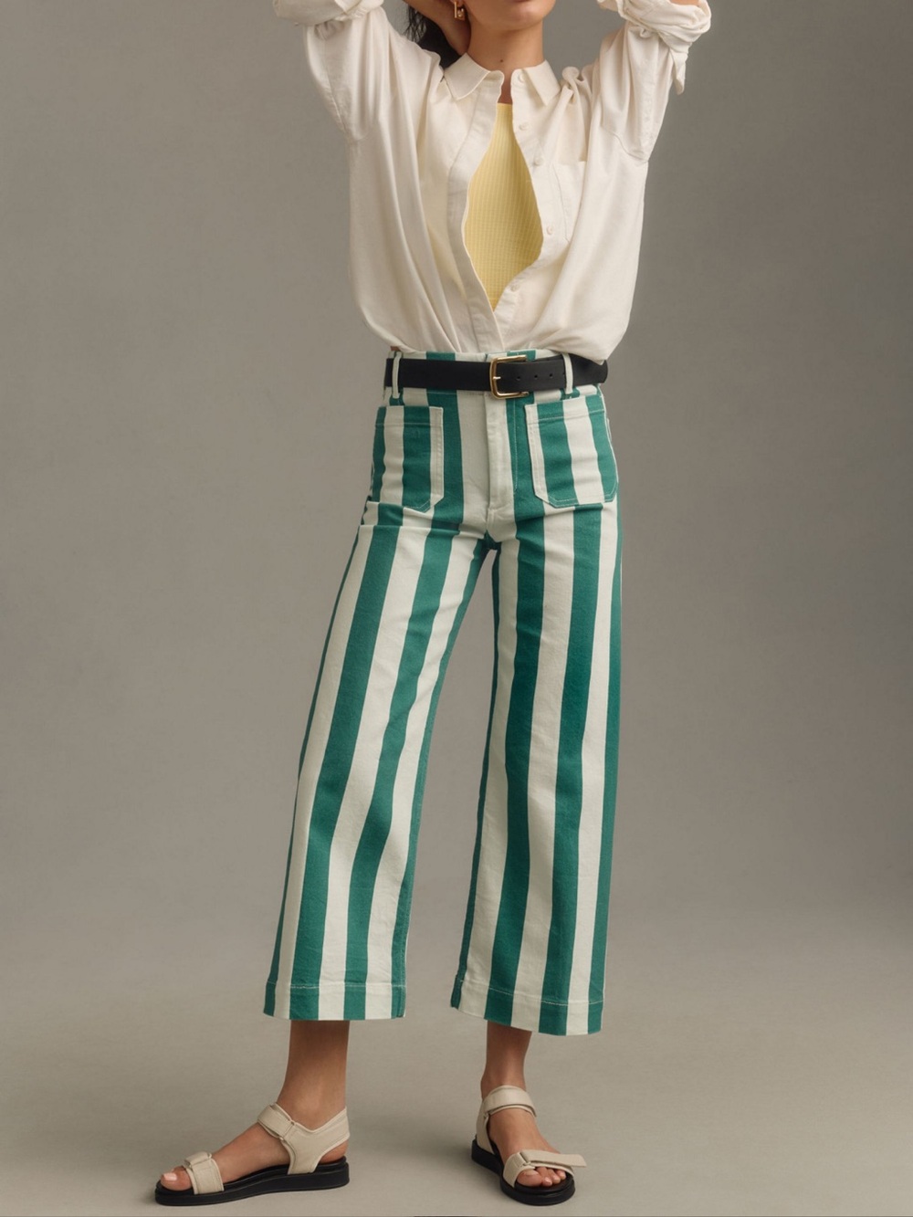 Anthropologie The Colette Denim Cropped Wide-Leg Jeans by Maeve